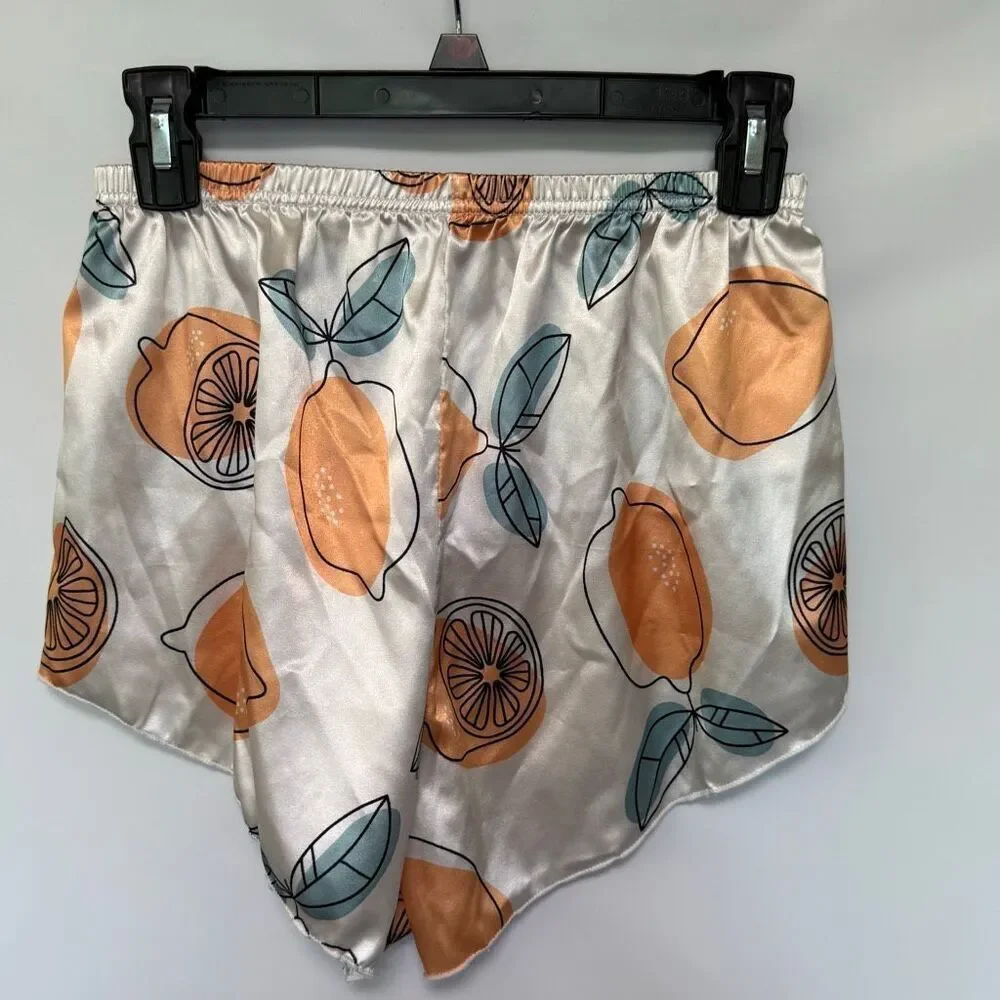 2 piece tank short pajama set citrus satin size medium